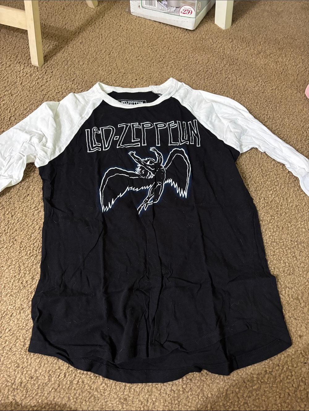 LED-ZEPPELIN Black & White Raglan Long Sleeve Tee